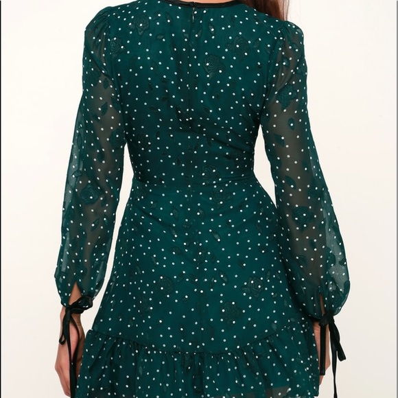 Moon river Forest Green Polka Dot Print Dress XS - Picture 13 of 13